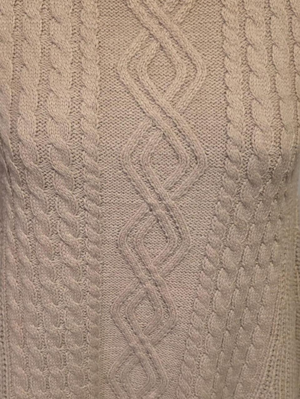 Emery Rose Crescent Knit Cable Sweater in Beige